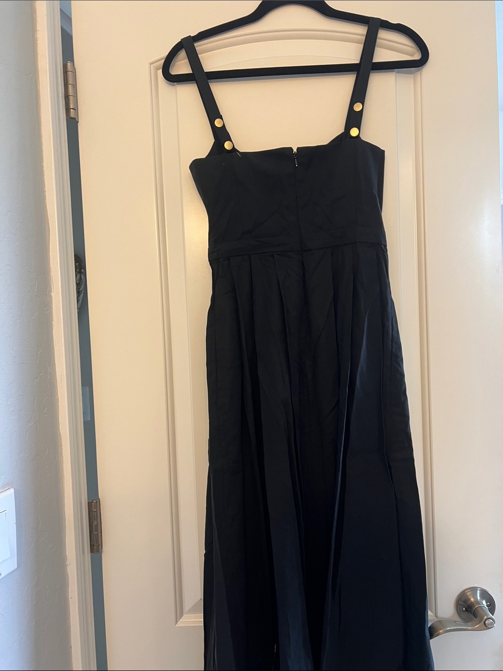 L'AGENCE Black Maxi Dress with Gold Buttons - Picture 3 of 3